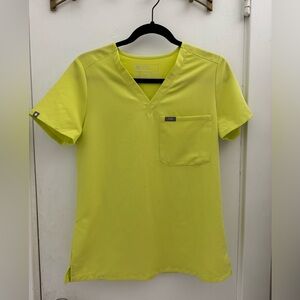 Figs Scrub Top in Neon Yellow Size XS.